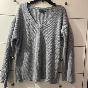 Grey lace-up sleeve American Eagle sweater